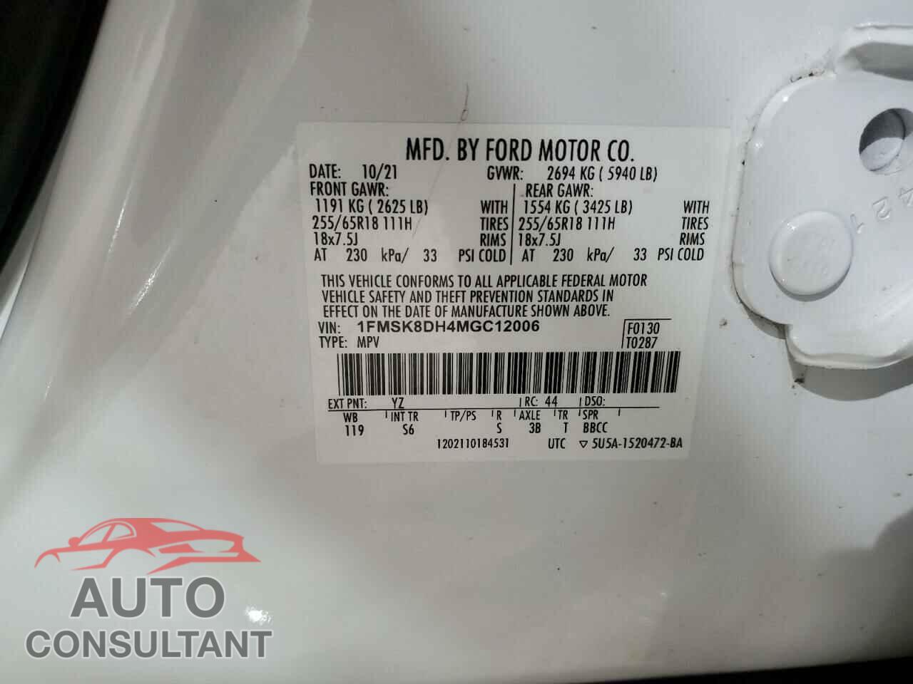 FORD EXPLORER 2021 - 1FMSK8DH4MGC12006