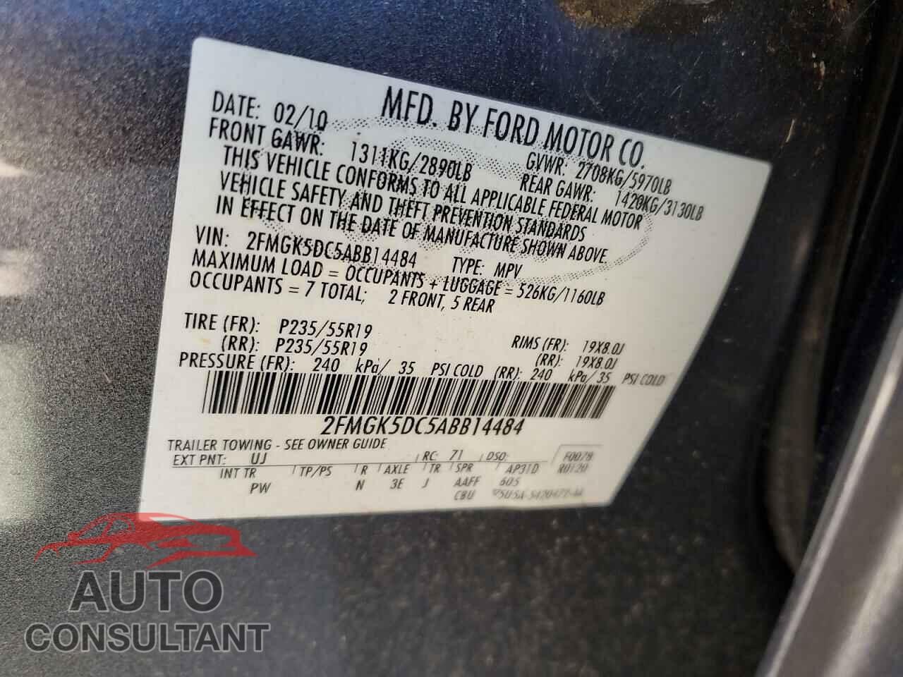FORD FLEX 2010 - 2FMGK5DC5ABB14484