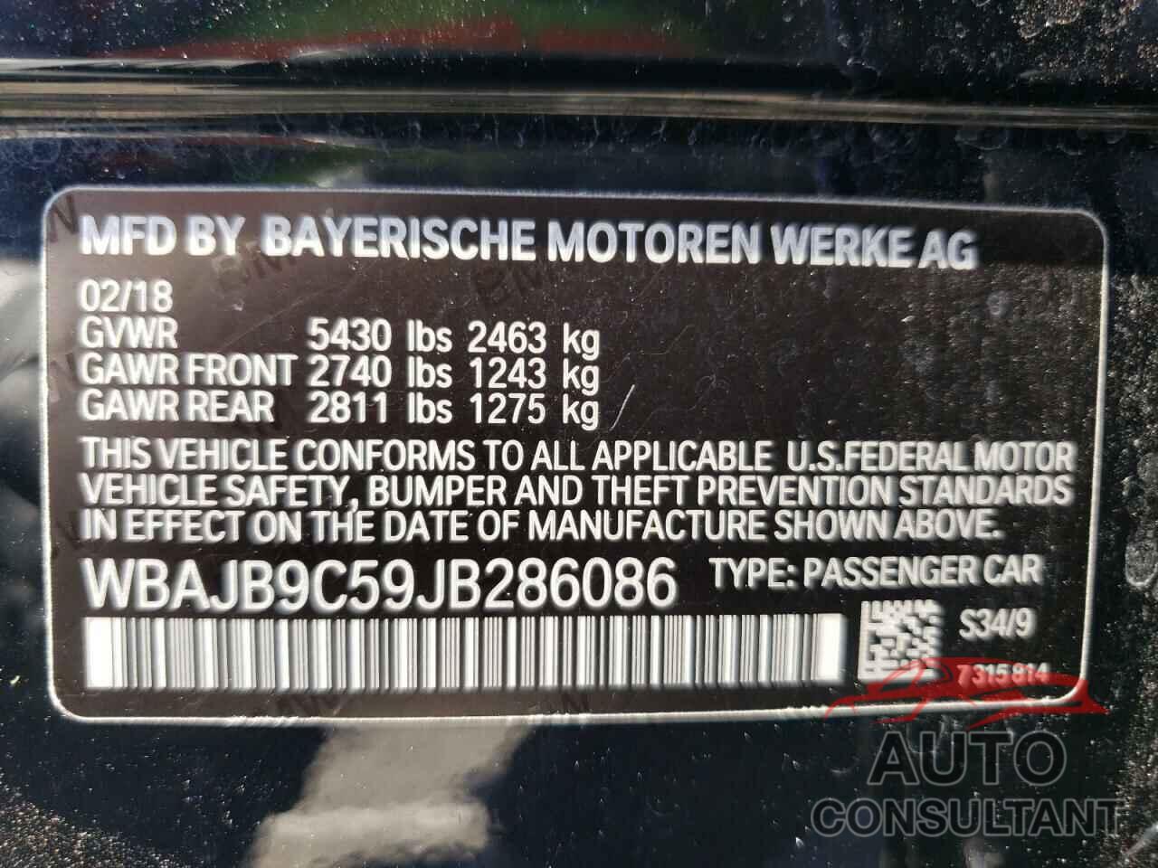 BMW M5 2018 - WBAJB9C59JB286086