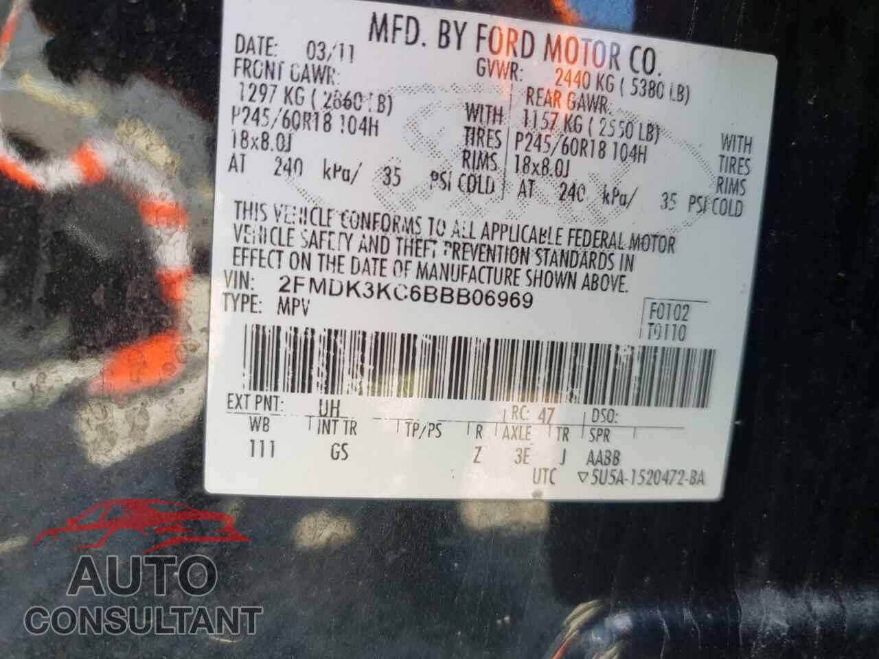 FORD EDGE 2011 - 2FMDK3KC6BBB06969