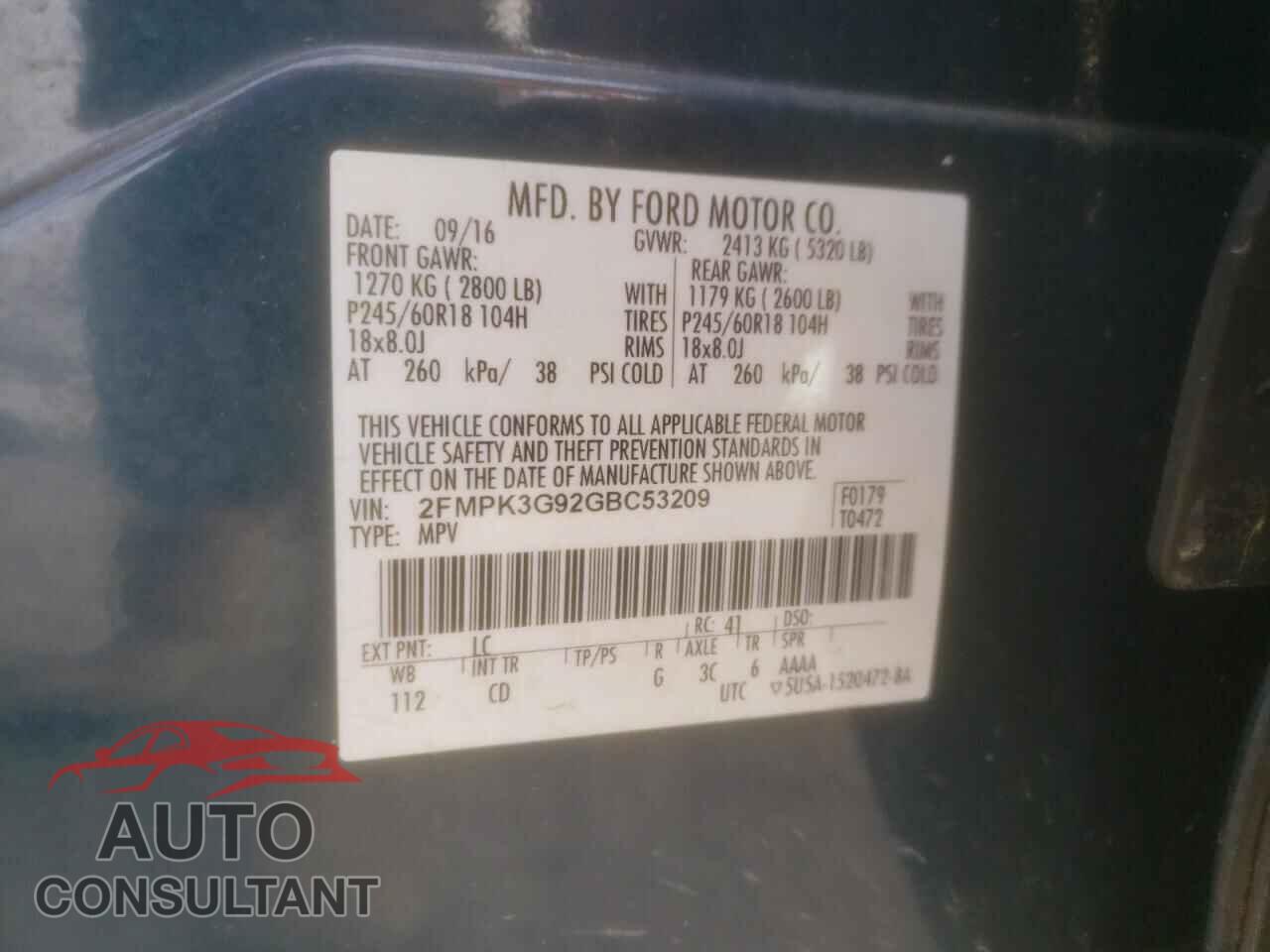 FORD EDGE 2016 - 2FMPK3G92GBC53209