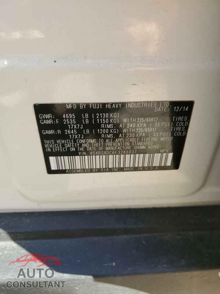 SUBARU OUTBACK 2015 - 4S4BSADC6F3280037
