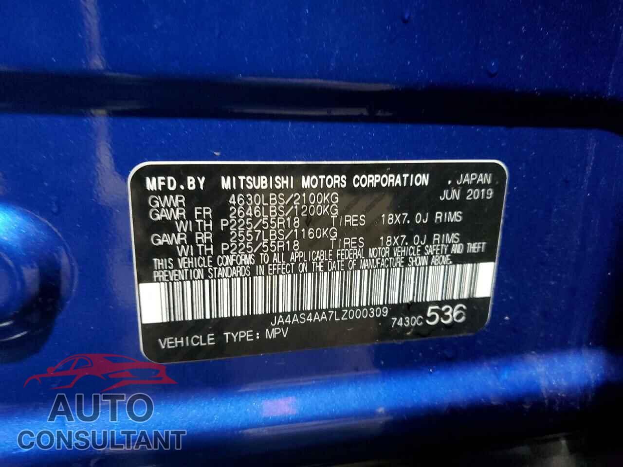 MITSUBISHI ECLIPSE 2020 - JA4AS4AA7LZ000309