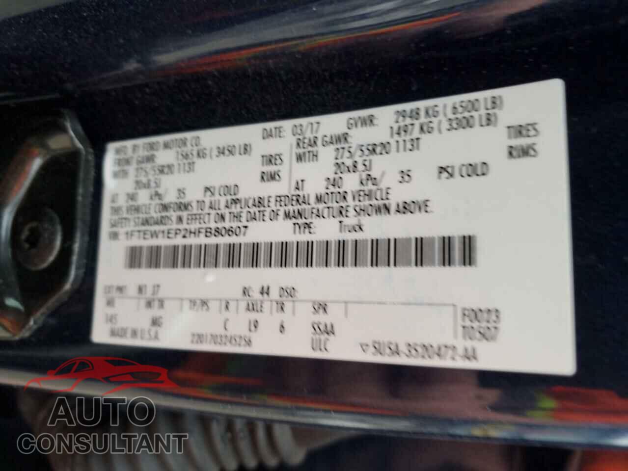 FORD F-150 2017 - 1FTEW1EP2HFB80607