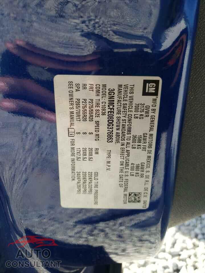 CHEVROLET AVALANCHE 2013 - 3GNMCFE08DG376863