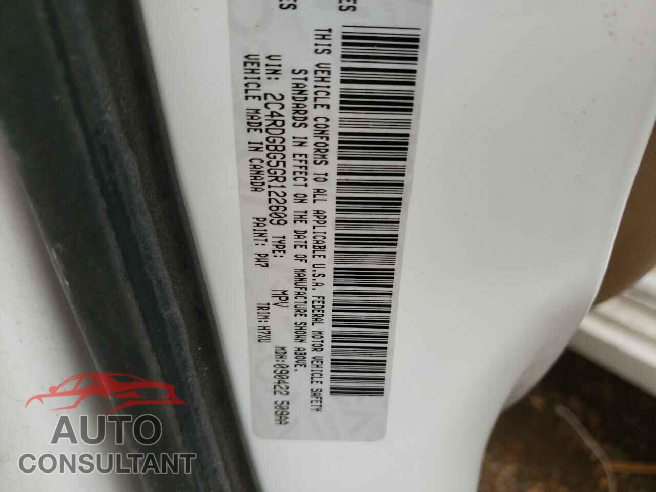DODGE CARAVAN 2016 - 2C4RDGBG5GR122609