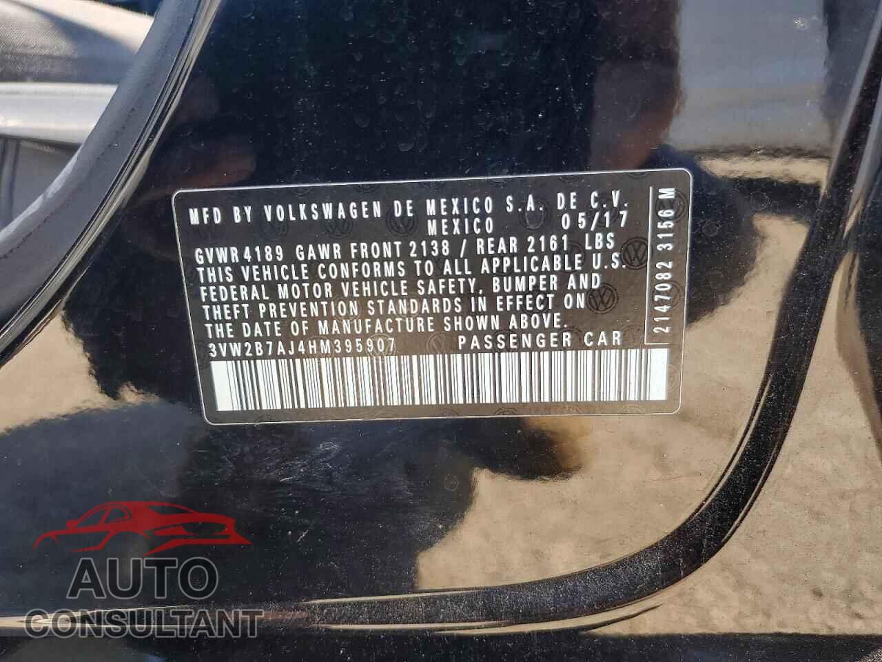 VOLKSWAGEN JETTA 2017 - 3VW2B7AJ4HM395907