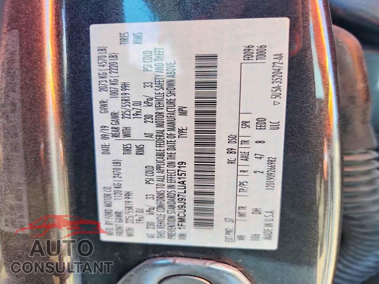 FORD ESCAPE 2020 - 1FMCU9J97LUA15719