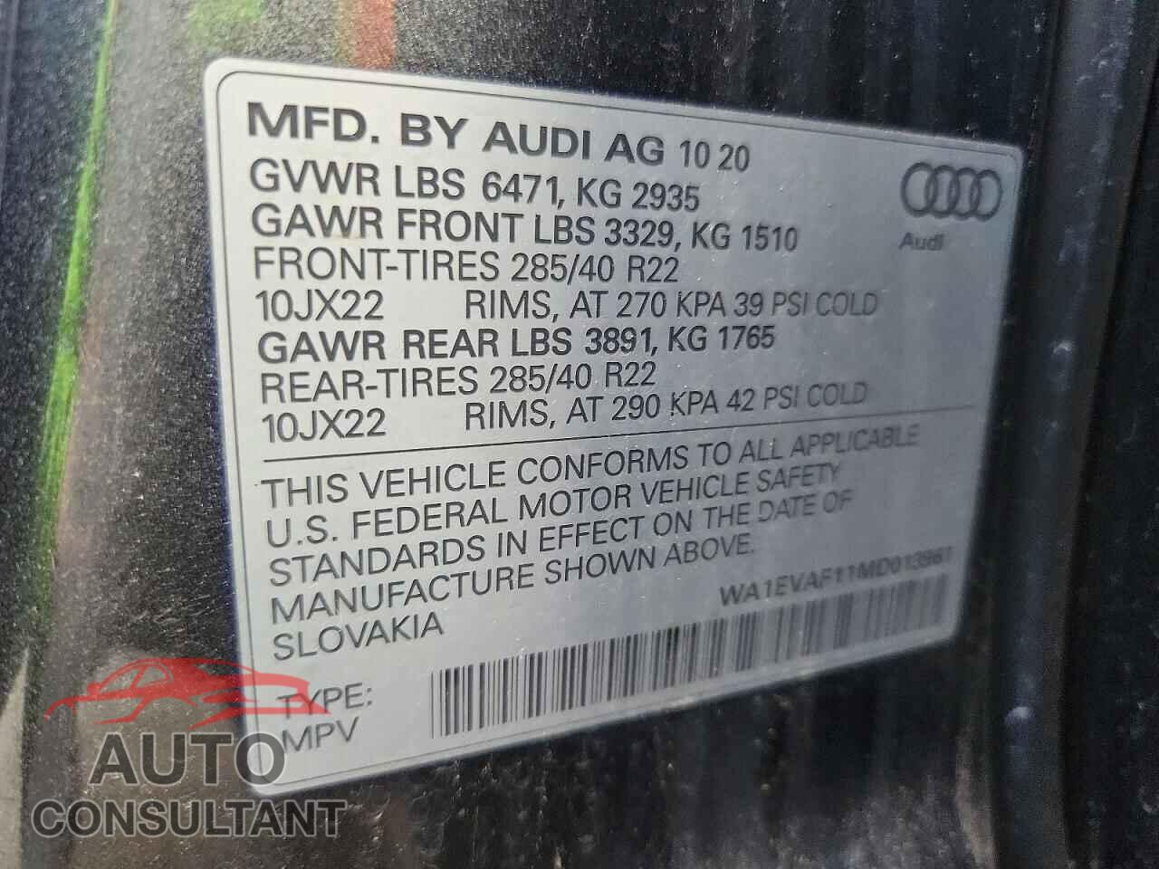 AUDI Q8 2021 - WA1EVAF11MD013961