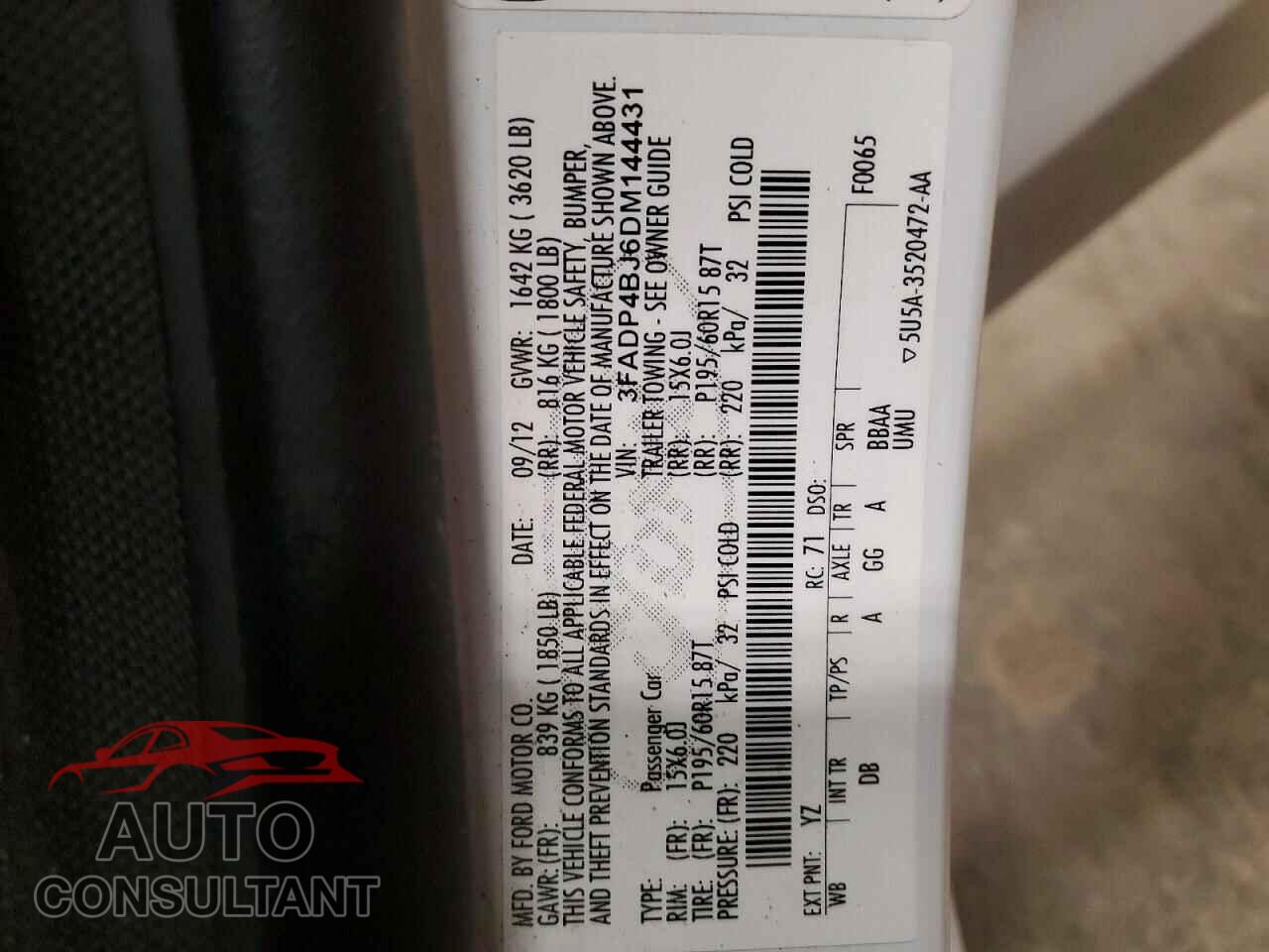 FORD FIESTA 2013 - 3FADP4BJ6DM144431
