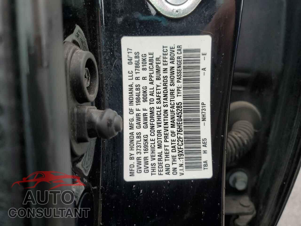 HONDA CIVIC 2017 - 19XFC2F76HE045285