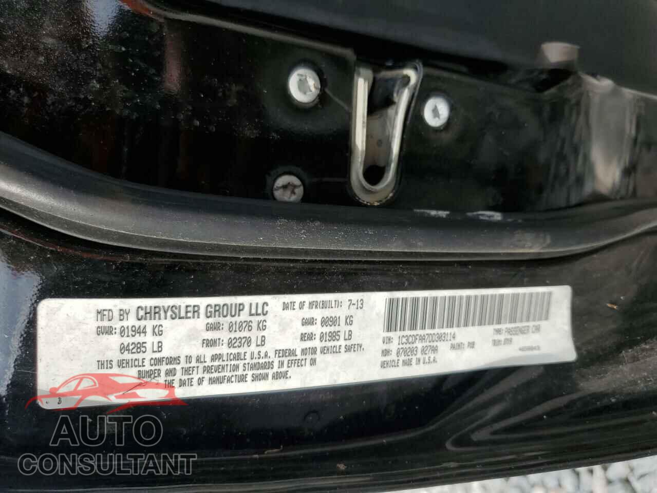 DODGE DART 2013 - 1C3CDFAA7DD303114