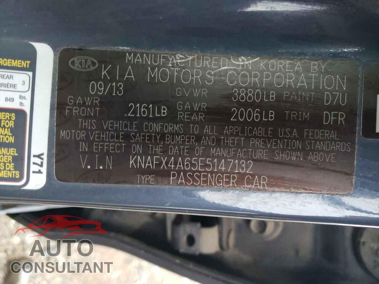 KIA FORTE 2014 - KNAFX4A65E5147132