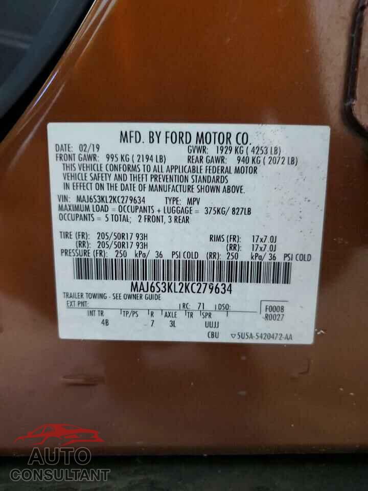 FORD ECOSPORT 2019 - MAJ6S3KL2KC279634