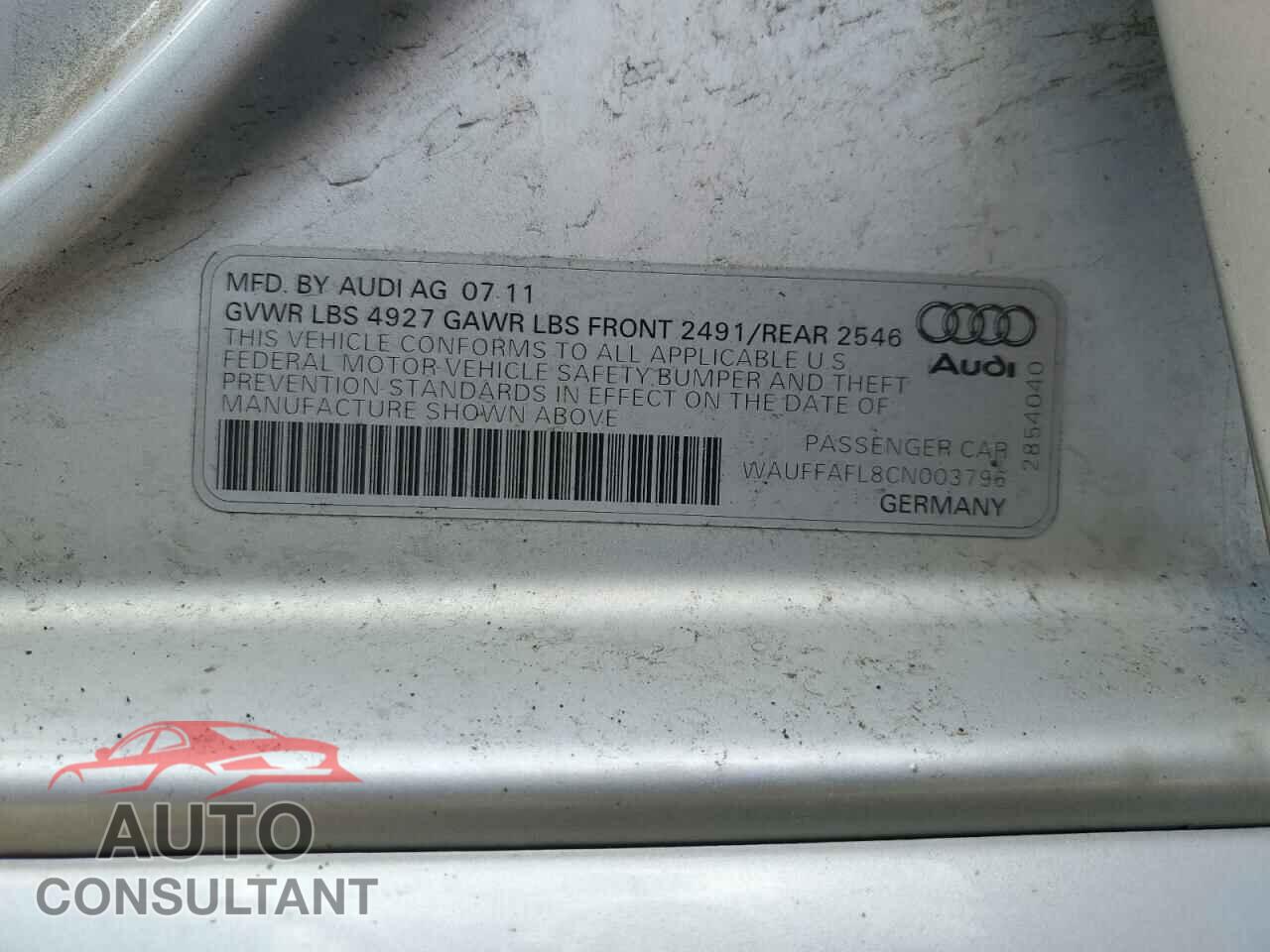 AUDI A4 2012 - WAUFFAFL8CN003796