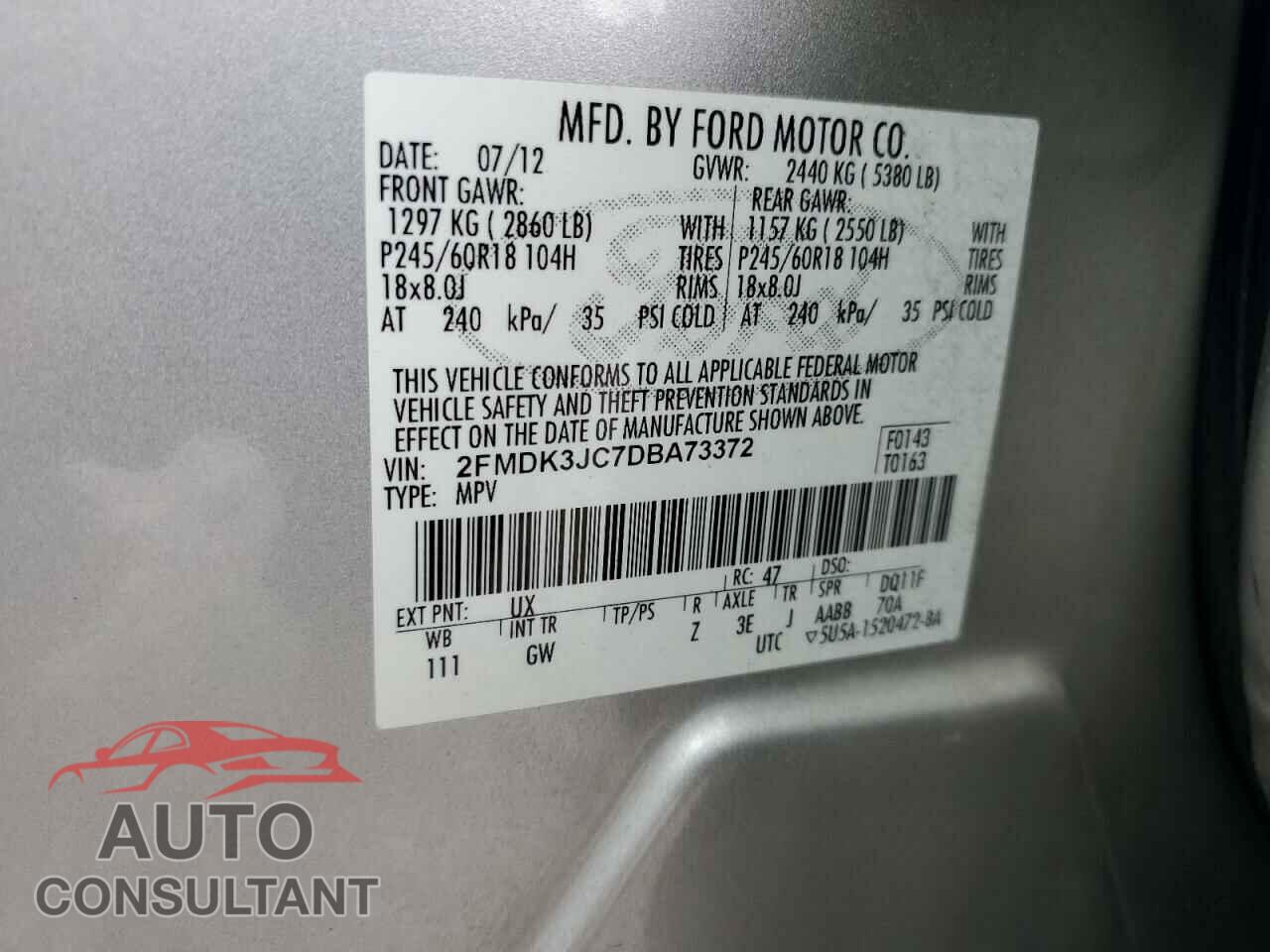 FORD EDGE 2013 - 2FMDK3JC7DBA73372
