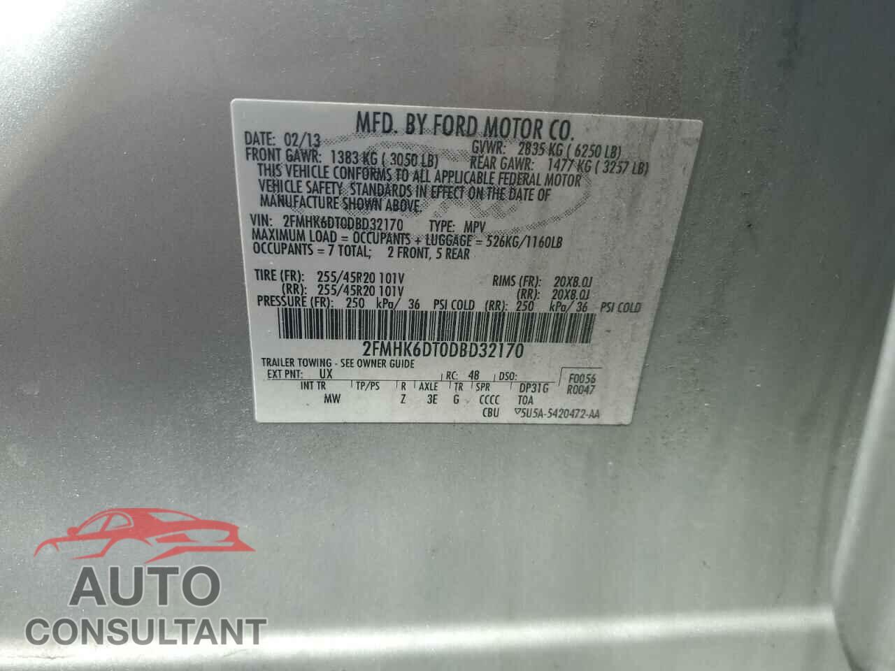 FORD FLEX 2013 - 2FMHK6DT0DBD32170