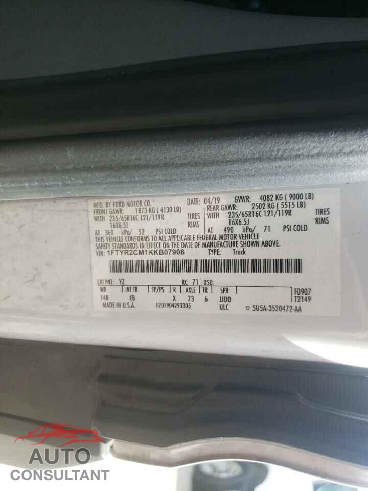 FORD TRANSIT CO 2019 - 1FTYR2CM1KKB07908
