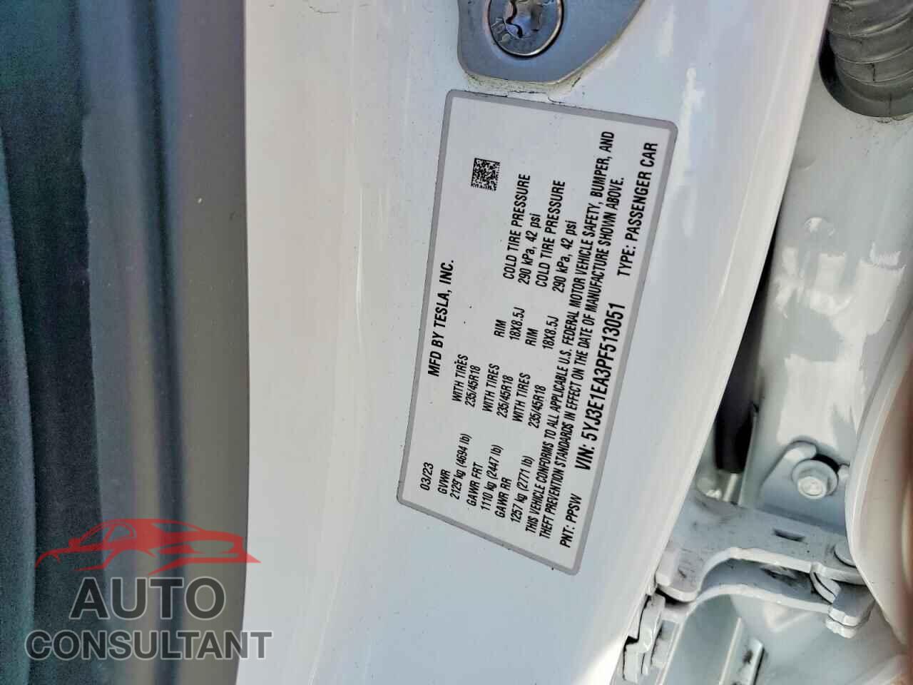 TESLA MODEL 3 2023 - 5YJ3E1EA3PF513051