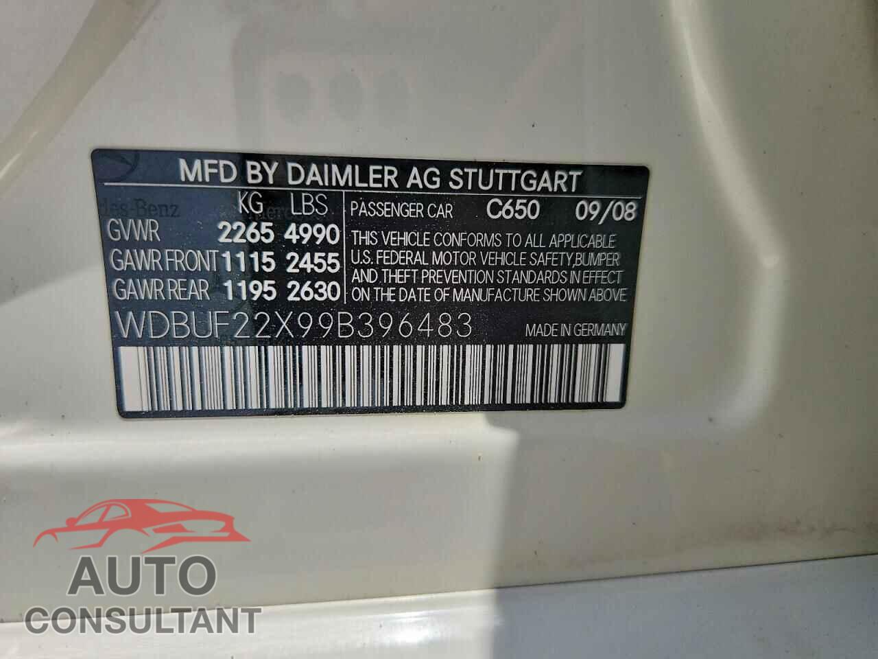 MERCEDES-BENZ E-CLASS 2009 - WDBUF22X99B396483