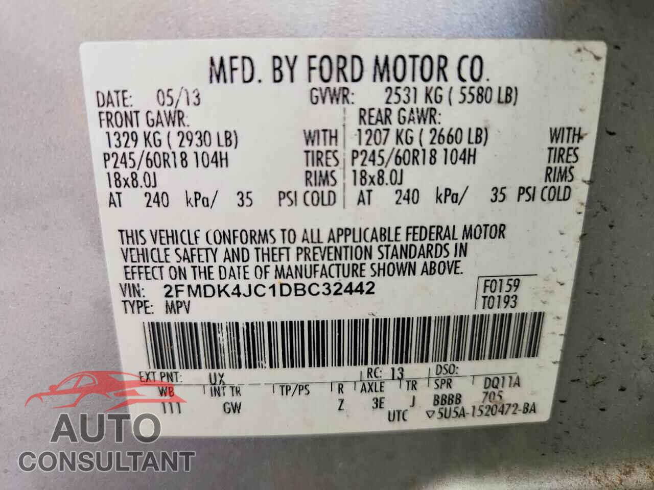 FORD EDGE 2013 - 2FMDK4JC1DBC32442