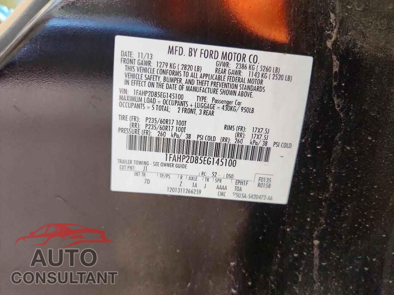 FORD TAURUS 2014 - 1FAHP2D85EG145100