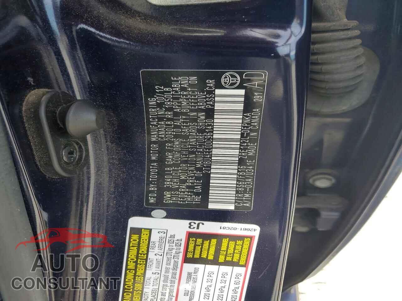 TOYOTA COROLLA 2013 - 2T1BU4EE0DC961430