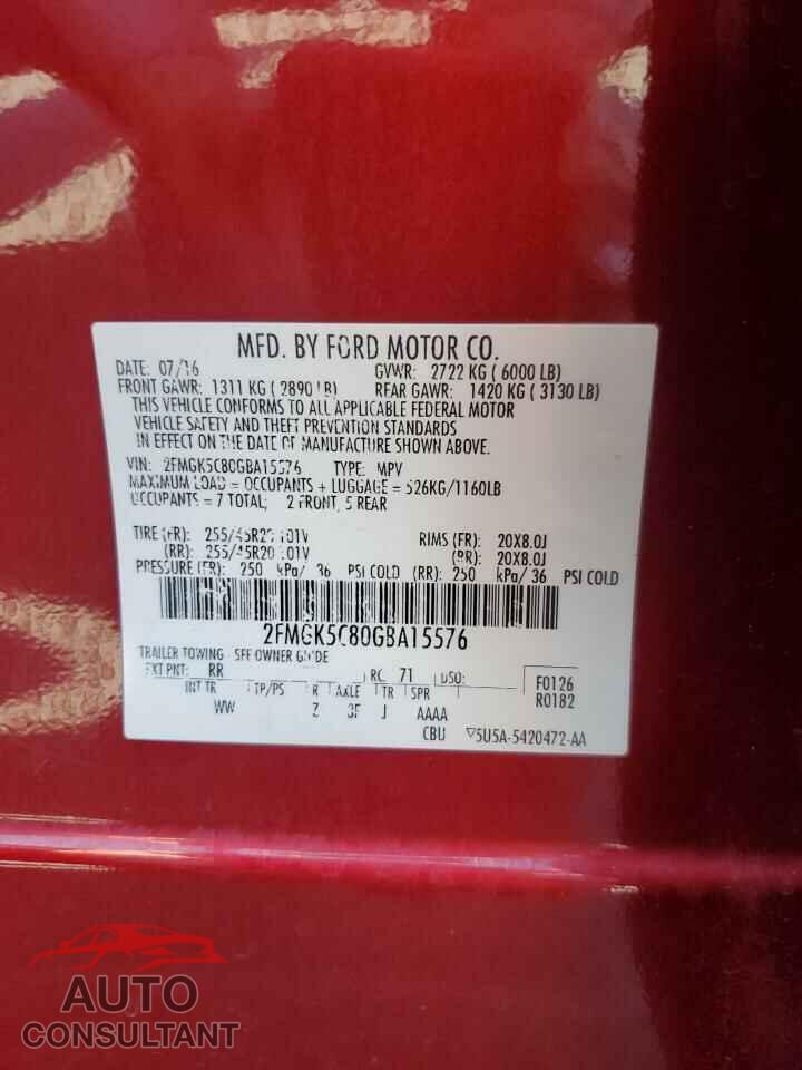 FORD FLEX 2016 - 2FMGK5C80GBA15576