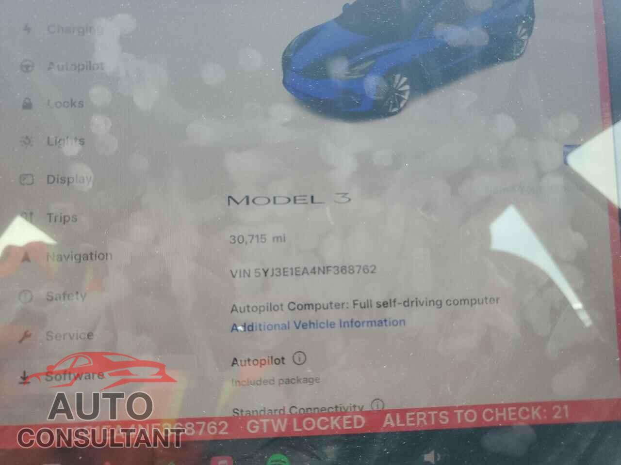 TESLA MODEL 3 2022 - 5YJ3E1EA4NF368762