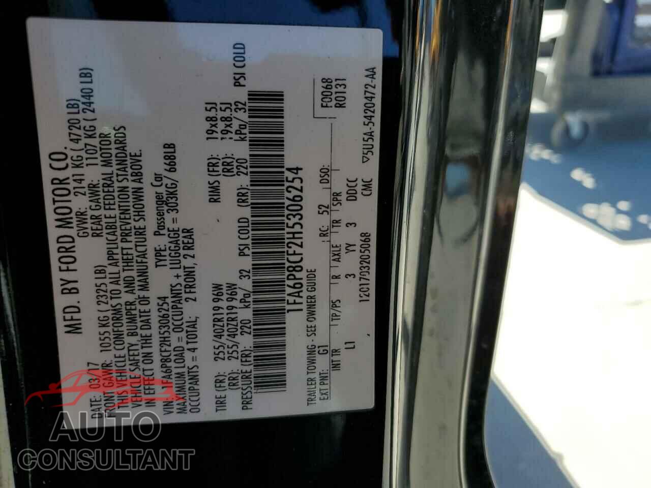 FORD MUSTANG 2017 - 1FA6P8CF2H5306254