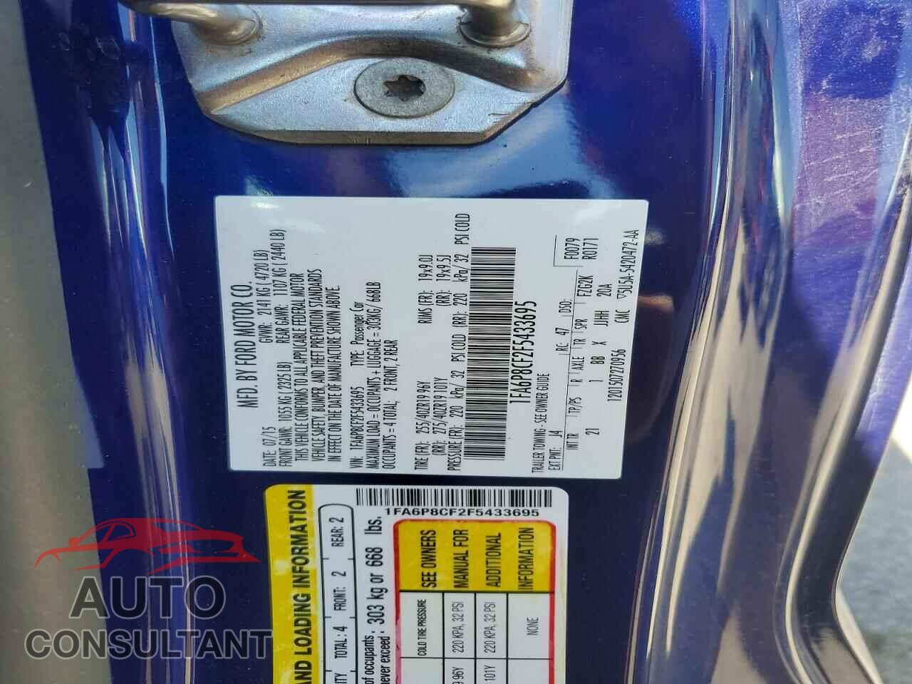 FORD MUSTANG 2015 - 1FA6P8CF2F5433695