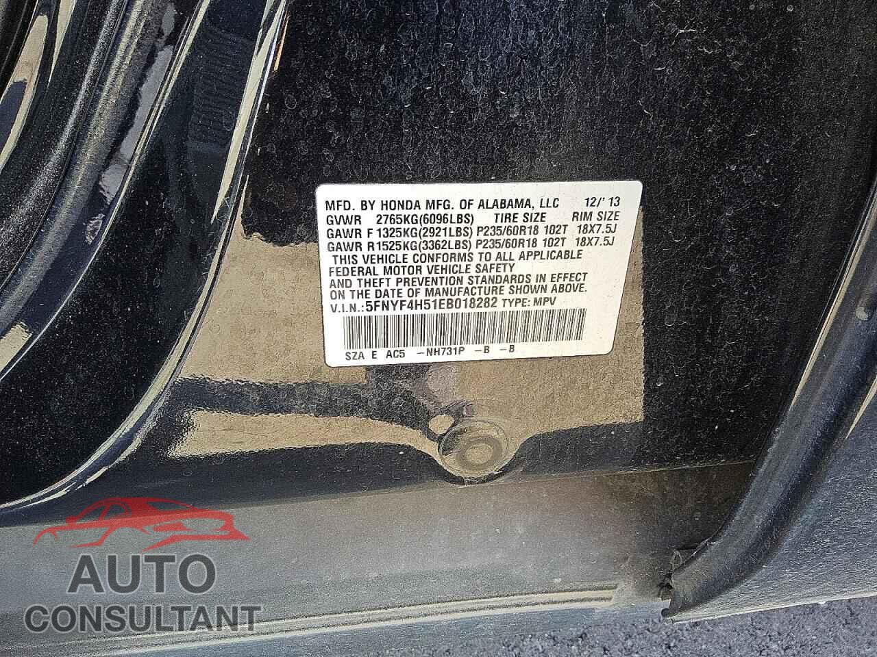 HONDA PILOT 2014 - 5FNYF4H51EB018282