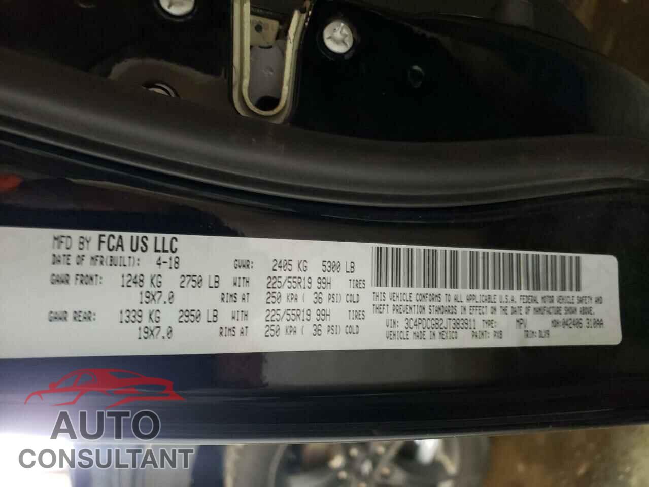 DODGE JOURNEY 2018 - 3C4PDCGB2JT383911