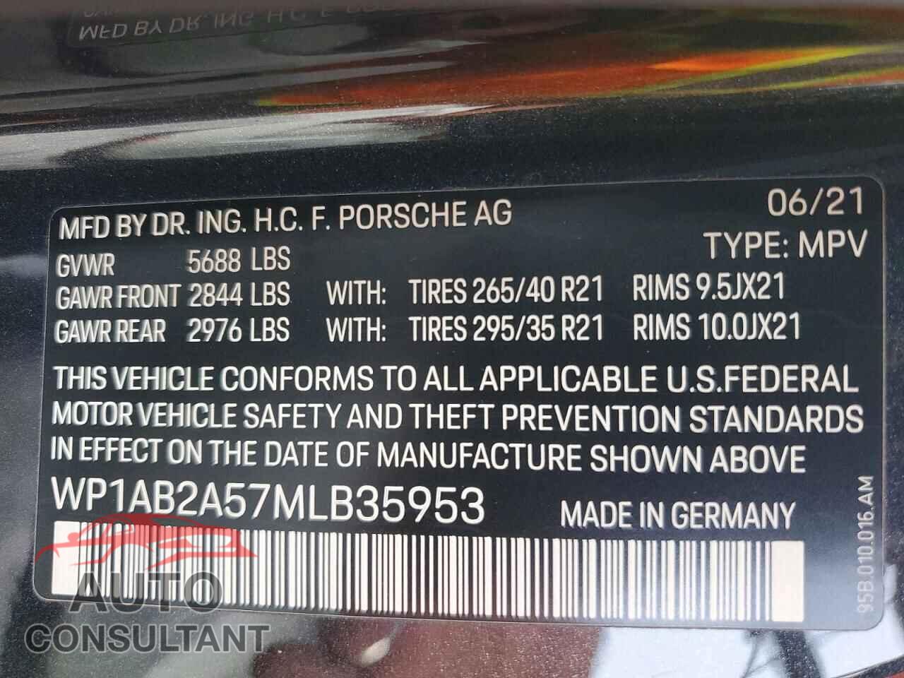 PORSCHE MACAN 2021 - WP1AB2A57MLB35953