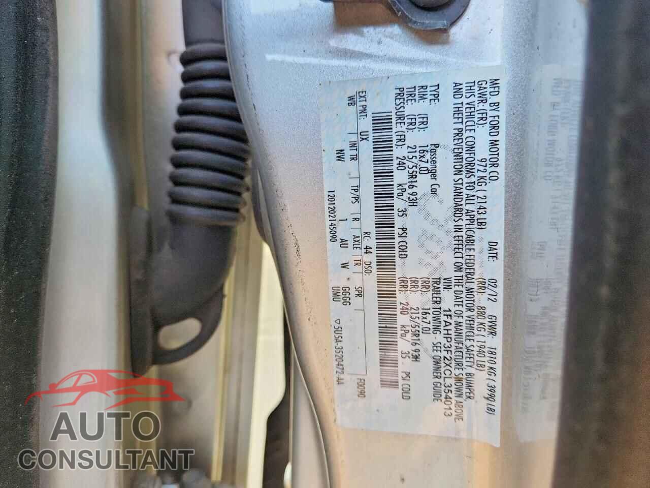FORD FOCUS 2012 - 1FAHP3F2XCL354013