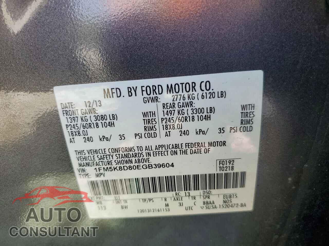 FORD EXPLORER 2014 - 1FM5K8D80EGB39604