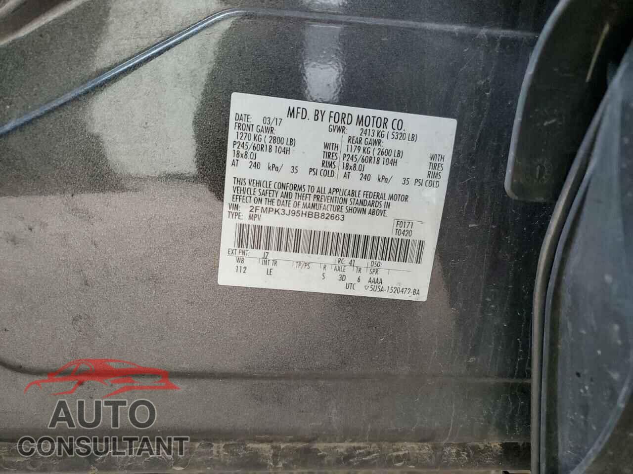 FORD EDGE 2017 - 2FMPK3J95HBB82663