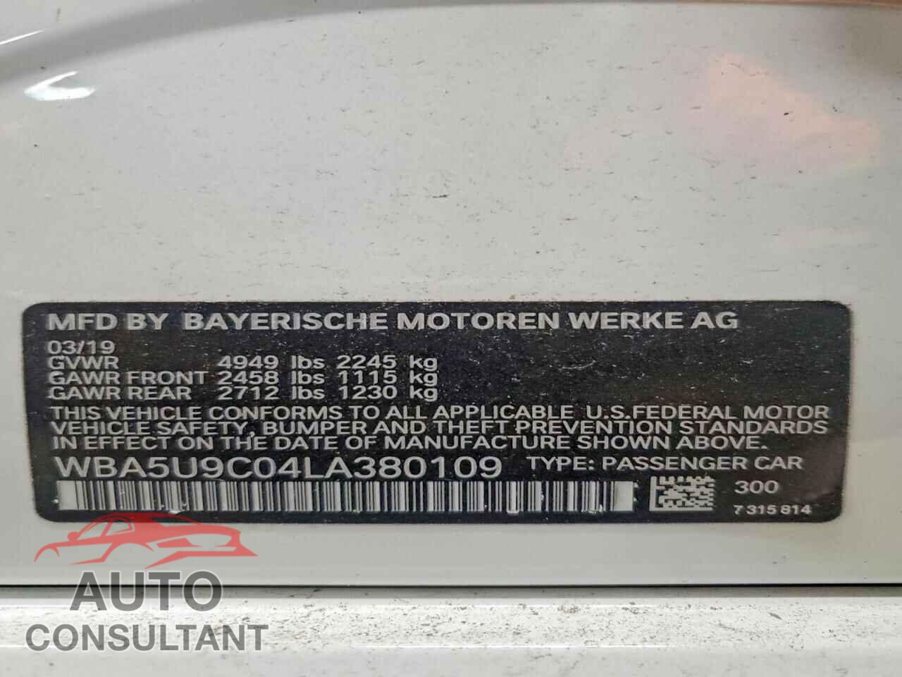 BMW M3 2020 - WBA5U9C04LA380109
