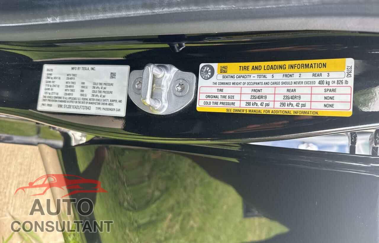 TESLA MODEL 3 2020 - 5YJ3E1EA2LF737843