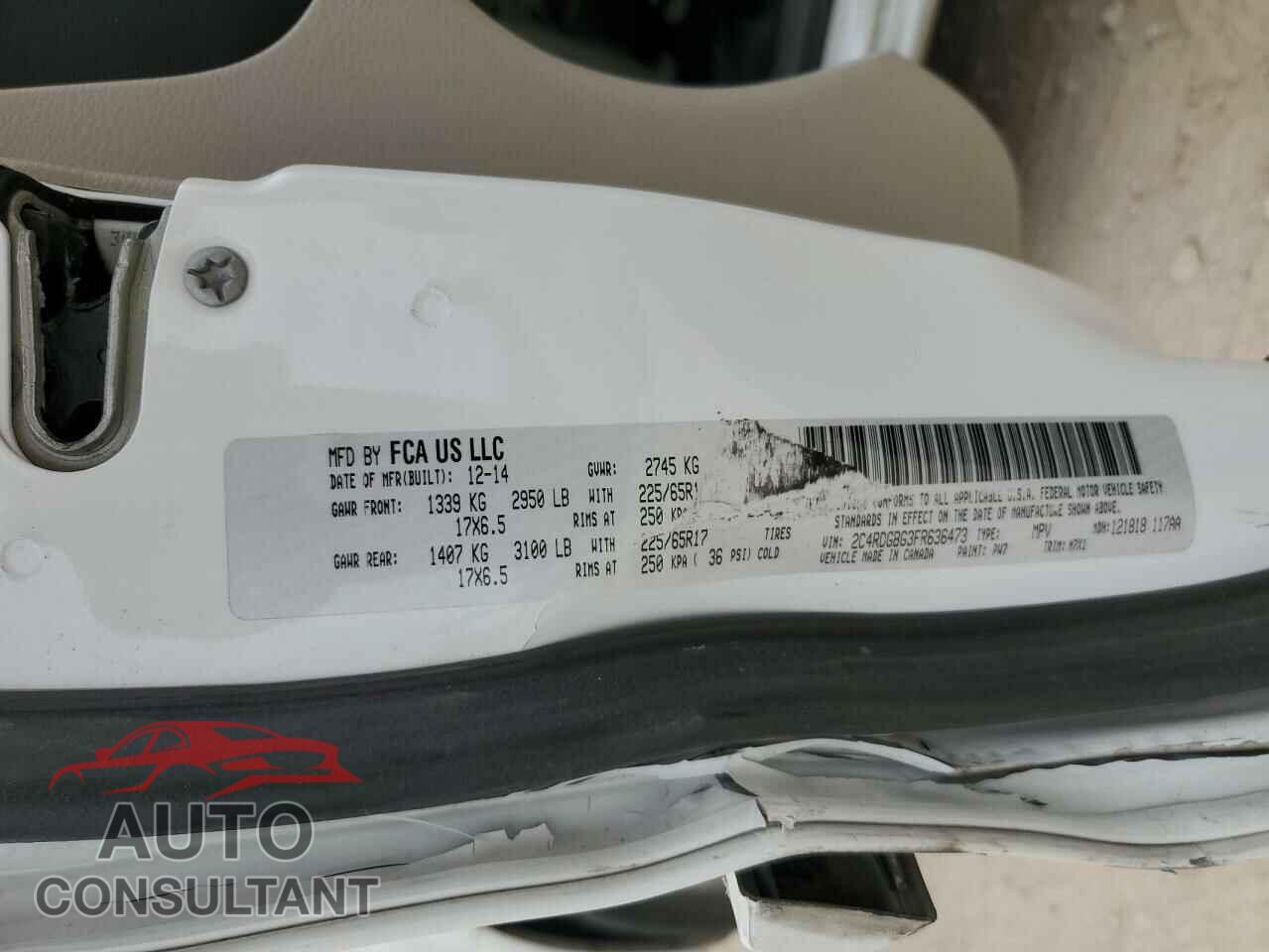 DODGE CARAVAN 2015 - 2C4RDGBG3FR636473