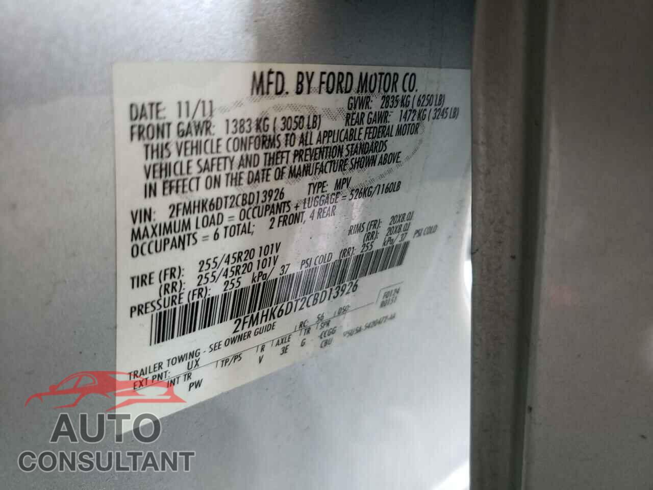 FORD FLEX 2012 - 2FMHK6DT2CBD13926