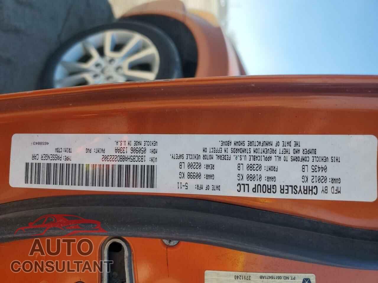 DODGE CALIBER 2011 - 1B3CB5HA8BD222302