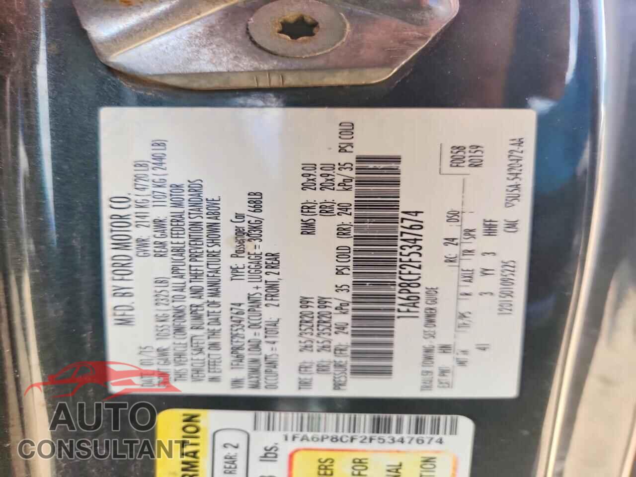 FORD MUSTANG 2015 - 1FA6P8CF2F5347674