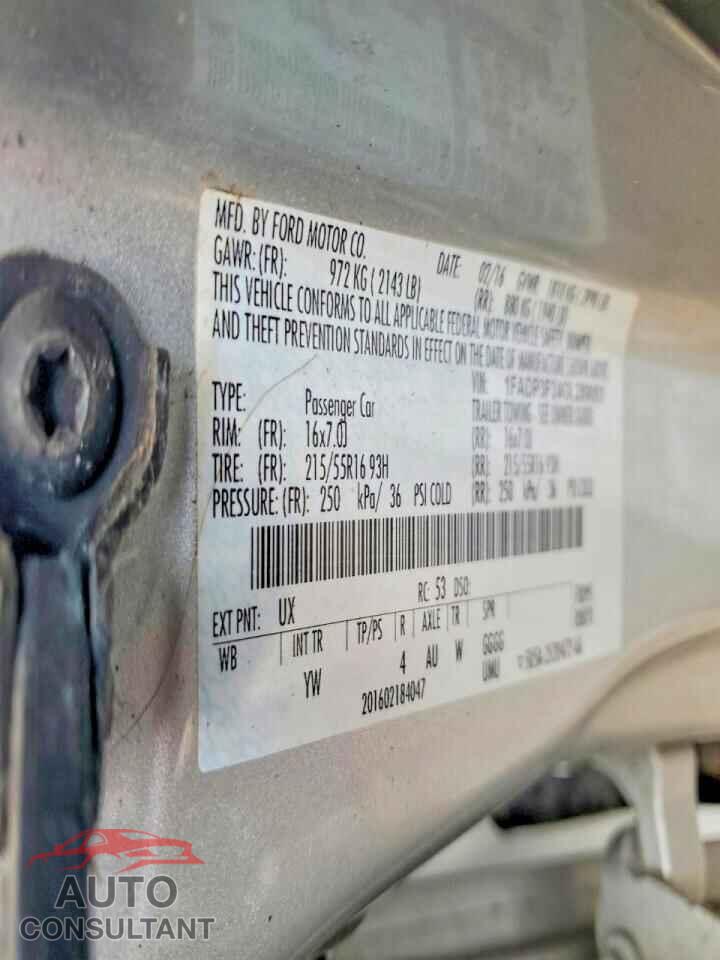 FORD FOCUS 2016 - 1FADP3F24GL289051