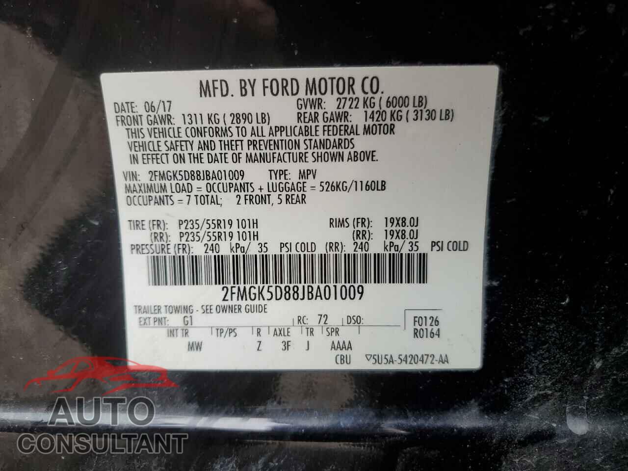 FORD FLEX 2018 - 2FMGK5D88JBA01009