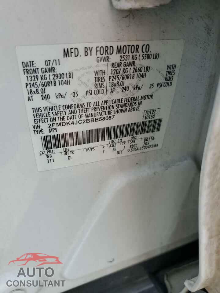 FORD EDGE 2011 - 2FMDK4JC2BBB58087
