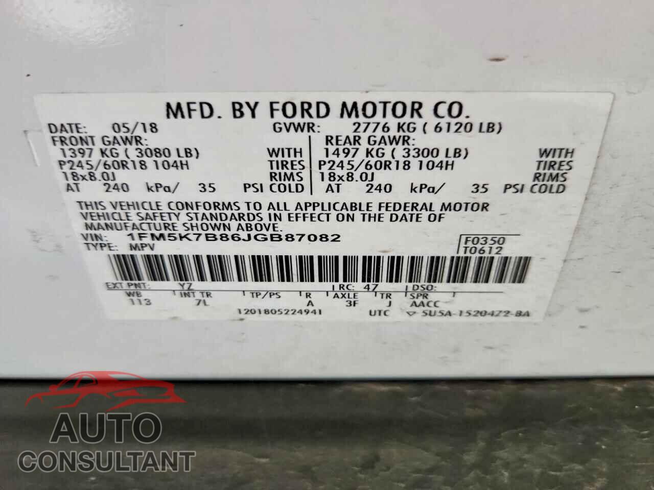 FORD EXPLORER 2018 - 1FM5K7B86JGB87082