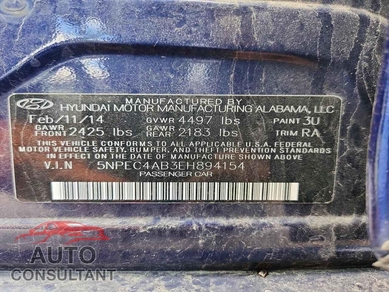 HYUNDAI SONATA 2014 - 5NPEC4AB3EH894154