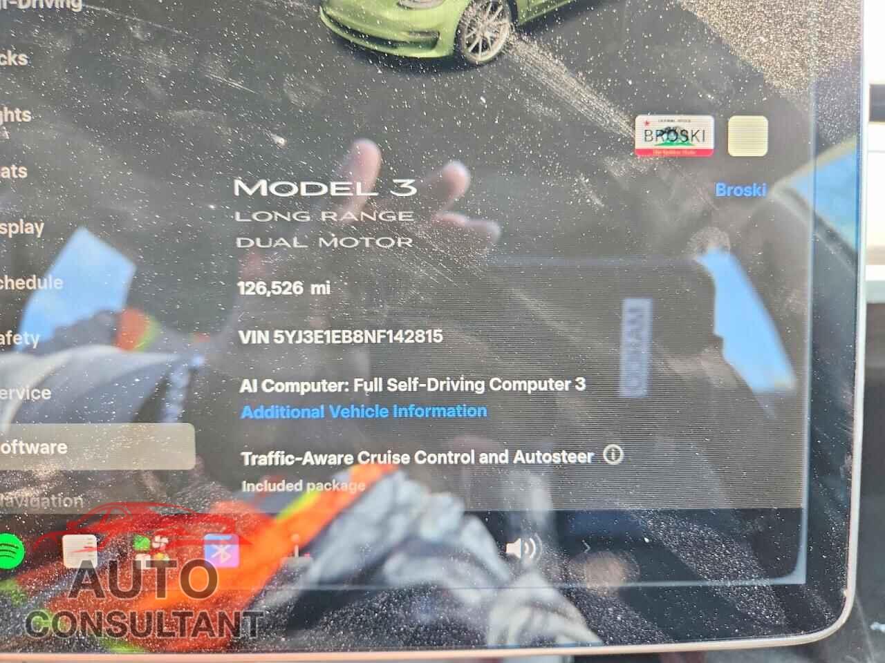 TESLA MODEL 3 2022 - 5YJ3E1EB8NF142815