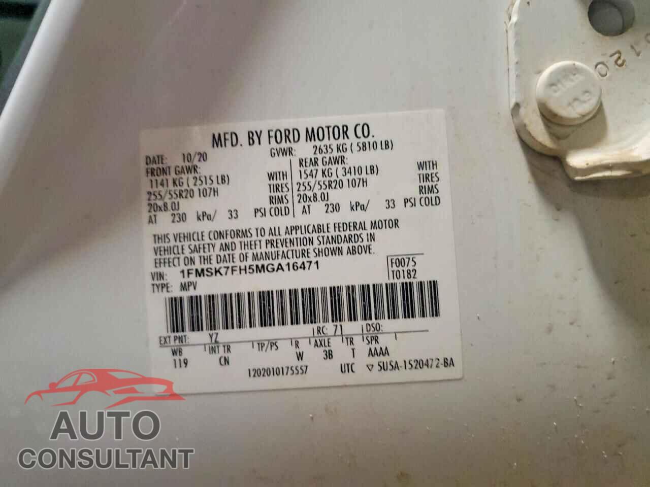 FORD EXPLORER 2021 - 1FMSK7FH5MGA16471